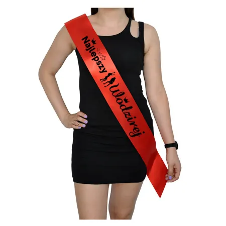 Szarfa CZERWONA Ślub Najlepszy Wodzirej